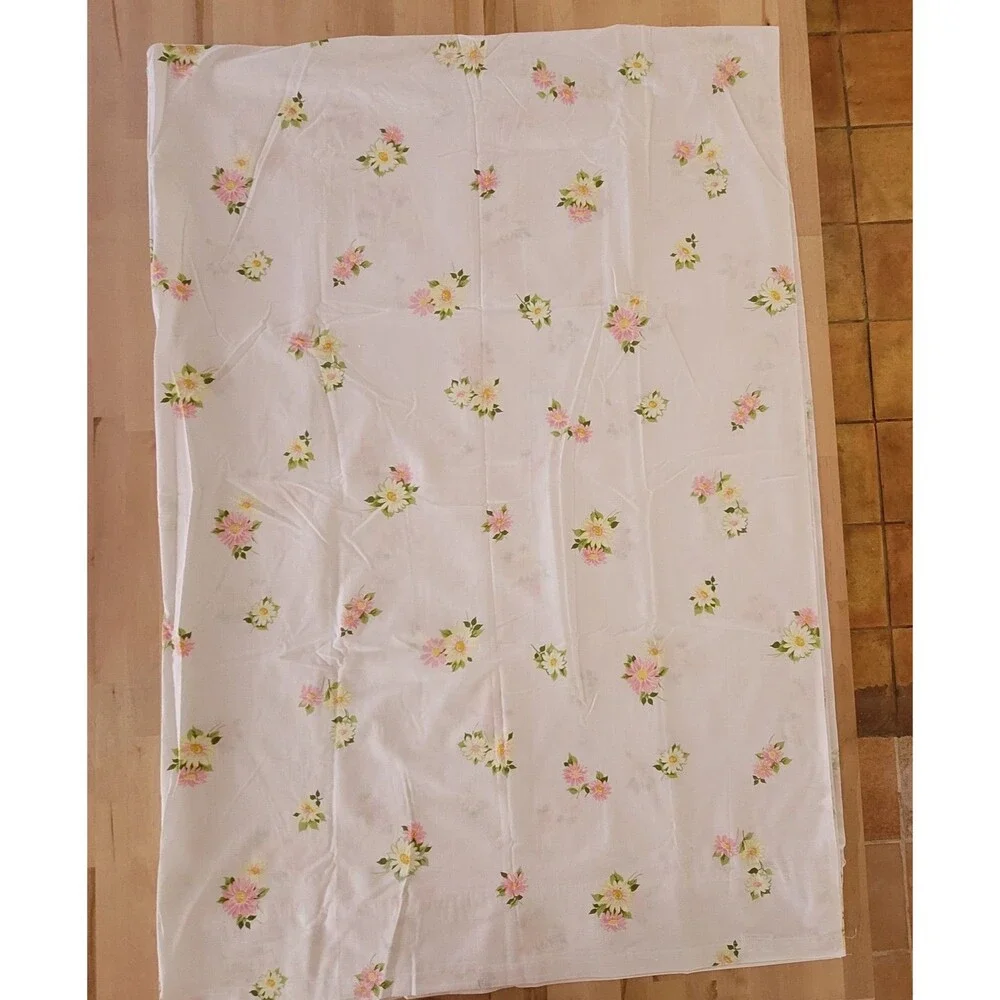 Vintage Morgan Jones Daisy Floral Twin Flat Sheet Lot 2 PCS Cottage Hippie